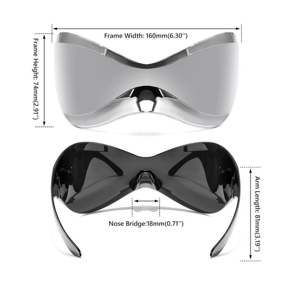 Futuristic Sunglasses for Men Women Oversized Wrap Around Shield Fashion Superhe - Picture 10 of 11